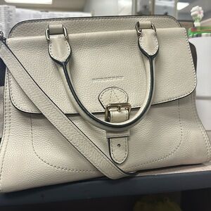 Burberry Harcourt Nova Check Ivory Leather Satchel